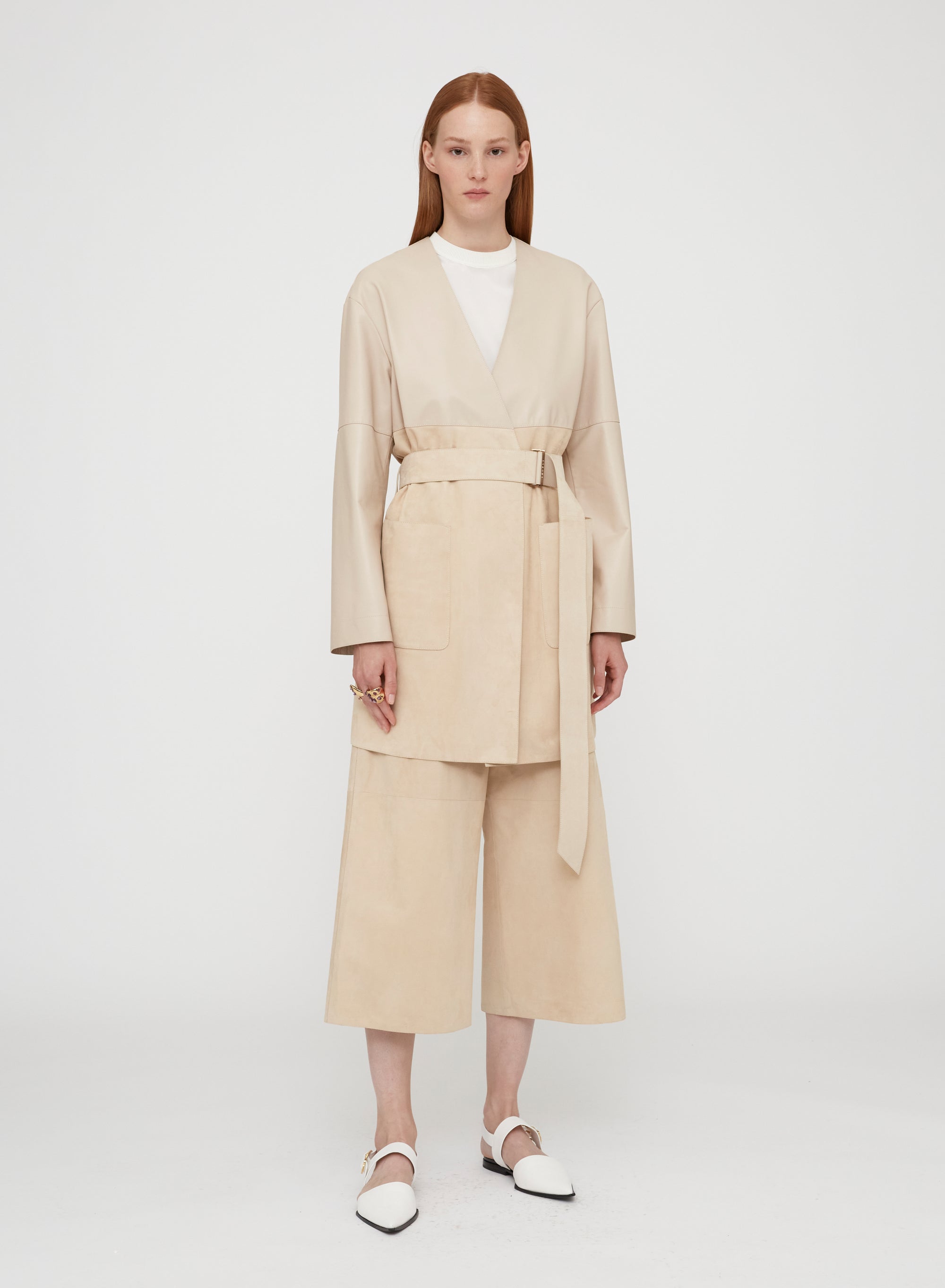 Chalk_1QTY // Veste portefeuille ceinturée - Chalk