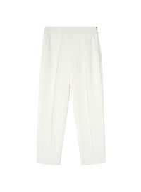 White_16QTY // Pantalon droit raccourci à plis marqués en laine - White