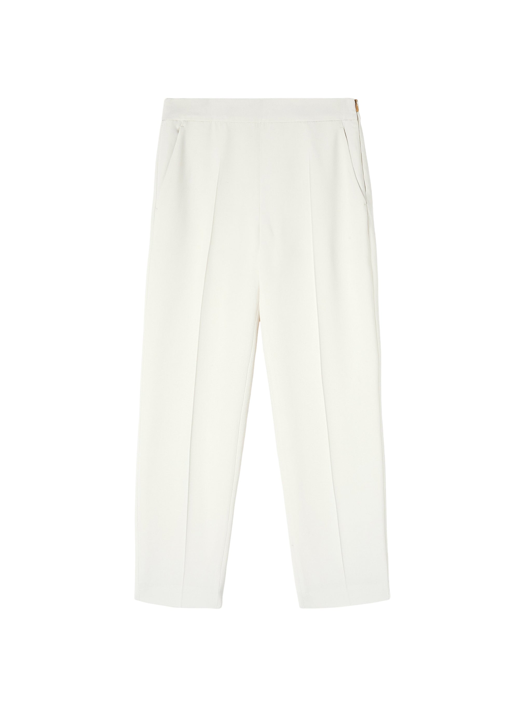 White_16QTY // Pantalon droit raccourci à plis marqués en laine - White