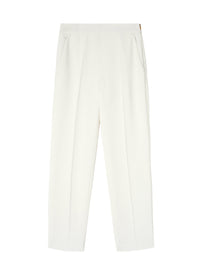 Straight-leg cropped trousers with pronounced pleats in wool - White