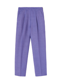 Pleated trousers with marked pleats in linen - Pervinca