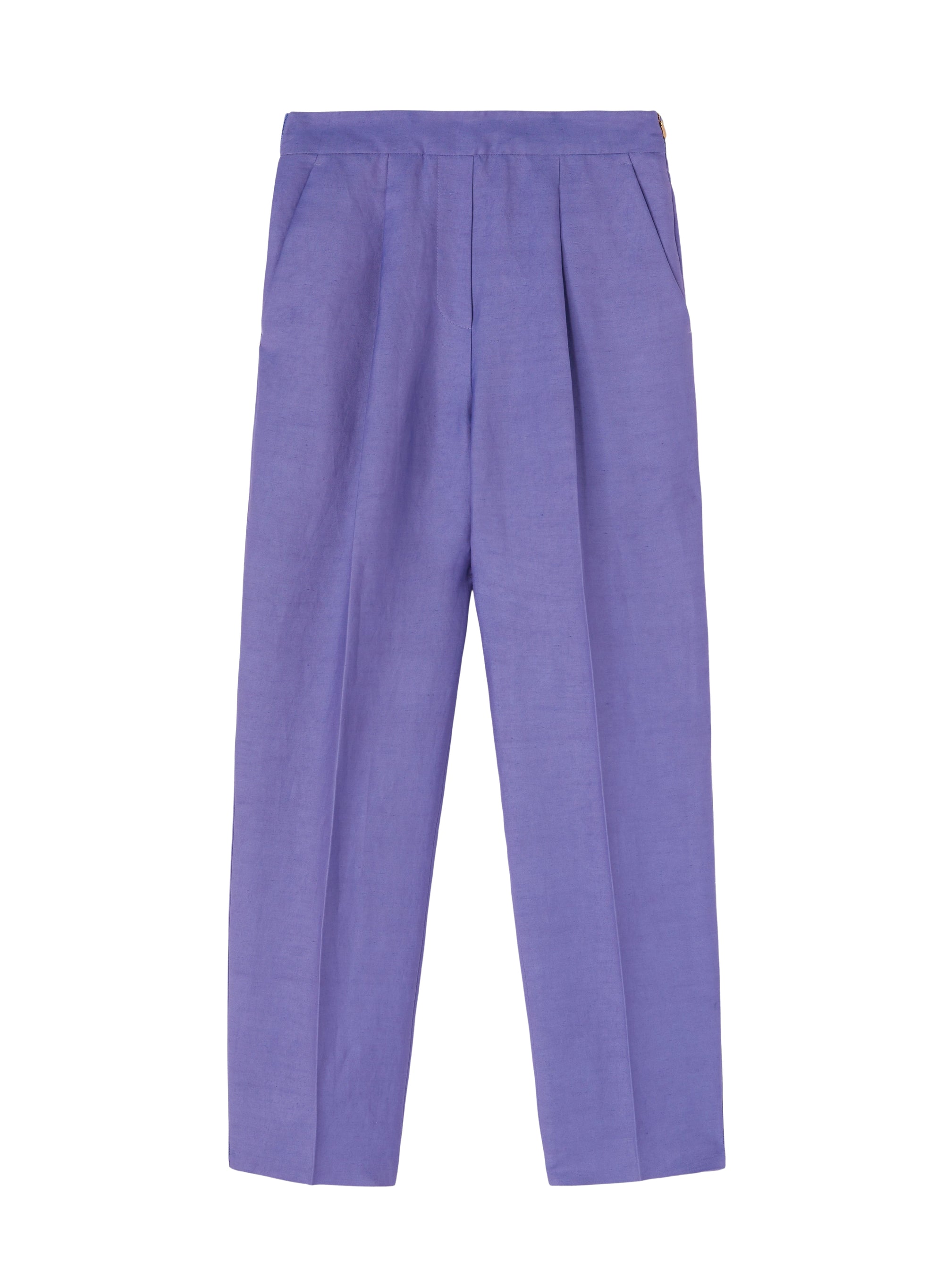 Pleated trousers with marked pleats in linen - Pervinca