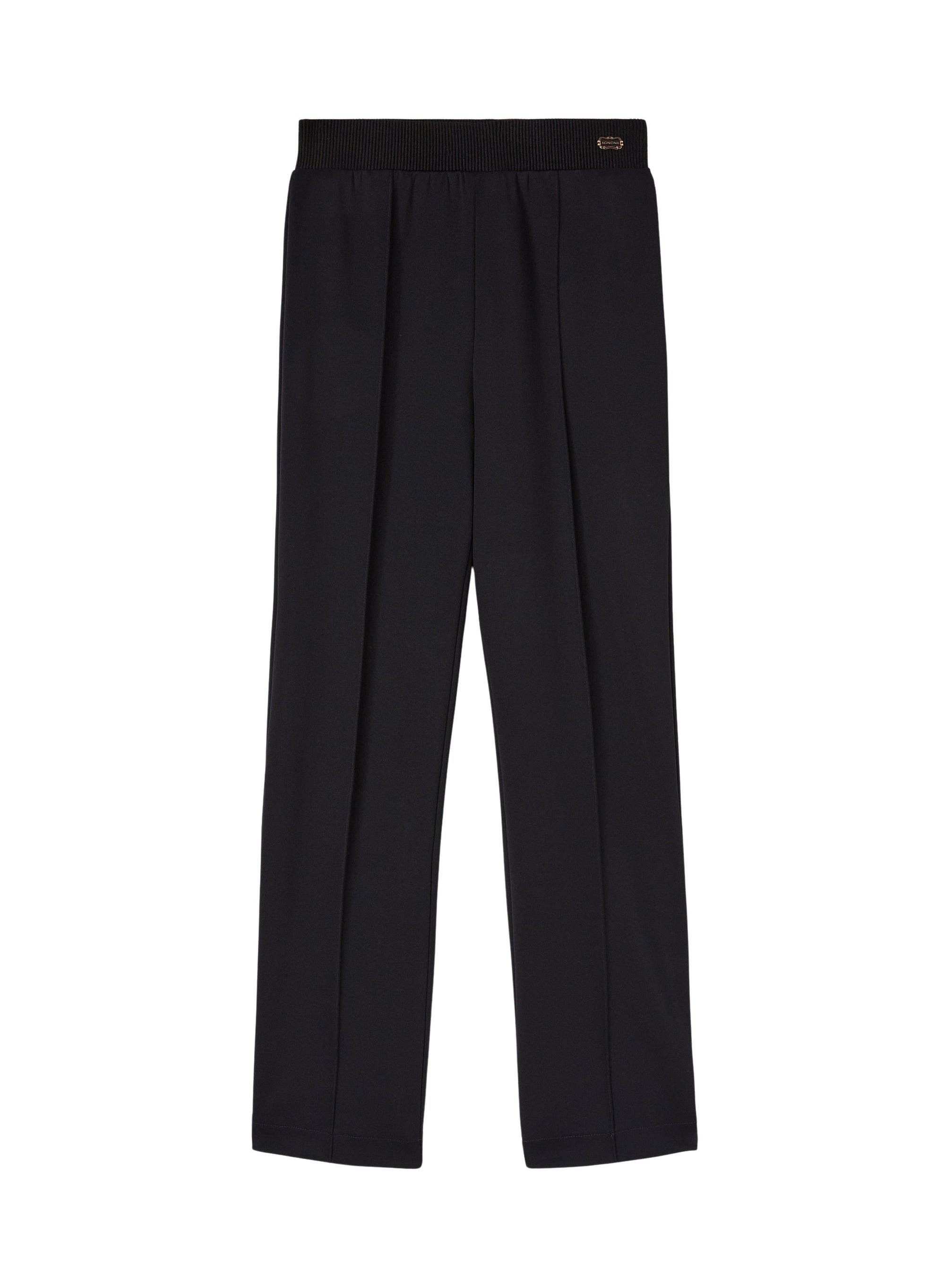 Black_1QTY // Pantalon à plaque métallique et ceinture côtelée - Black