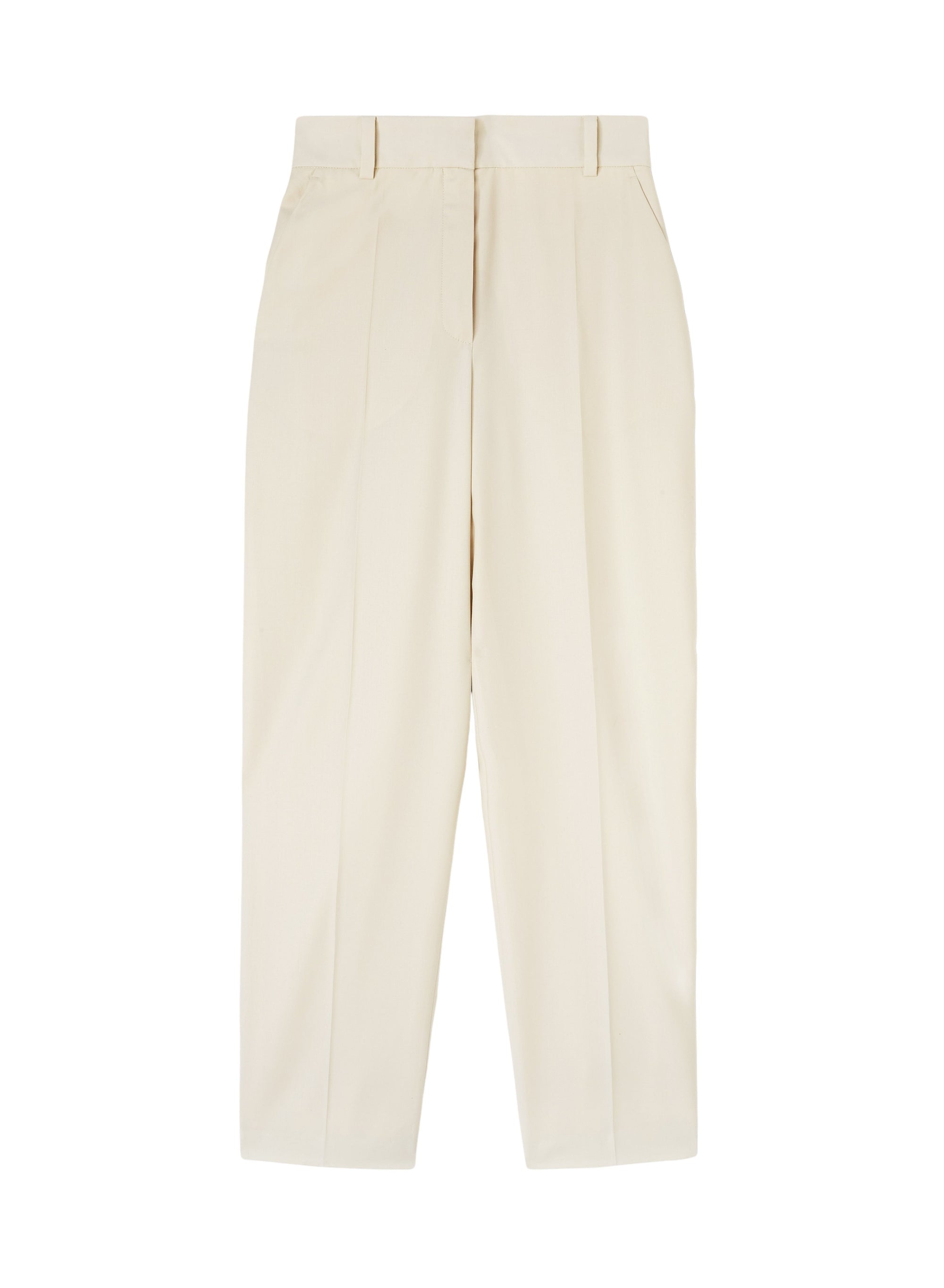 Chalk_7QTY // Pantalon court à plis marqués en laine - Chalk