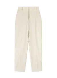 Pantalon court à plis marqués en laine - Chalk