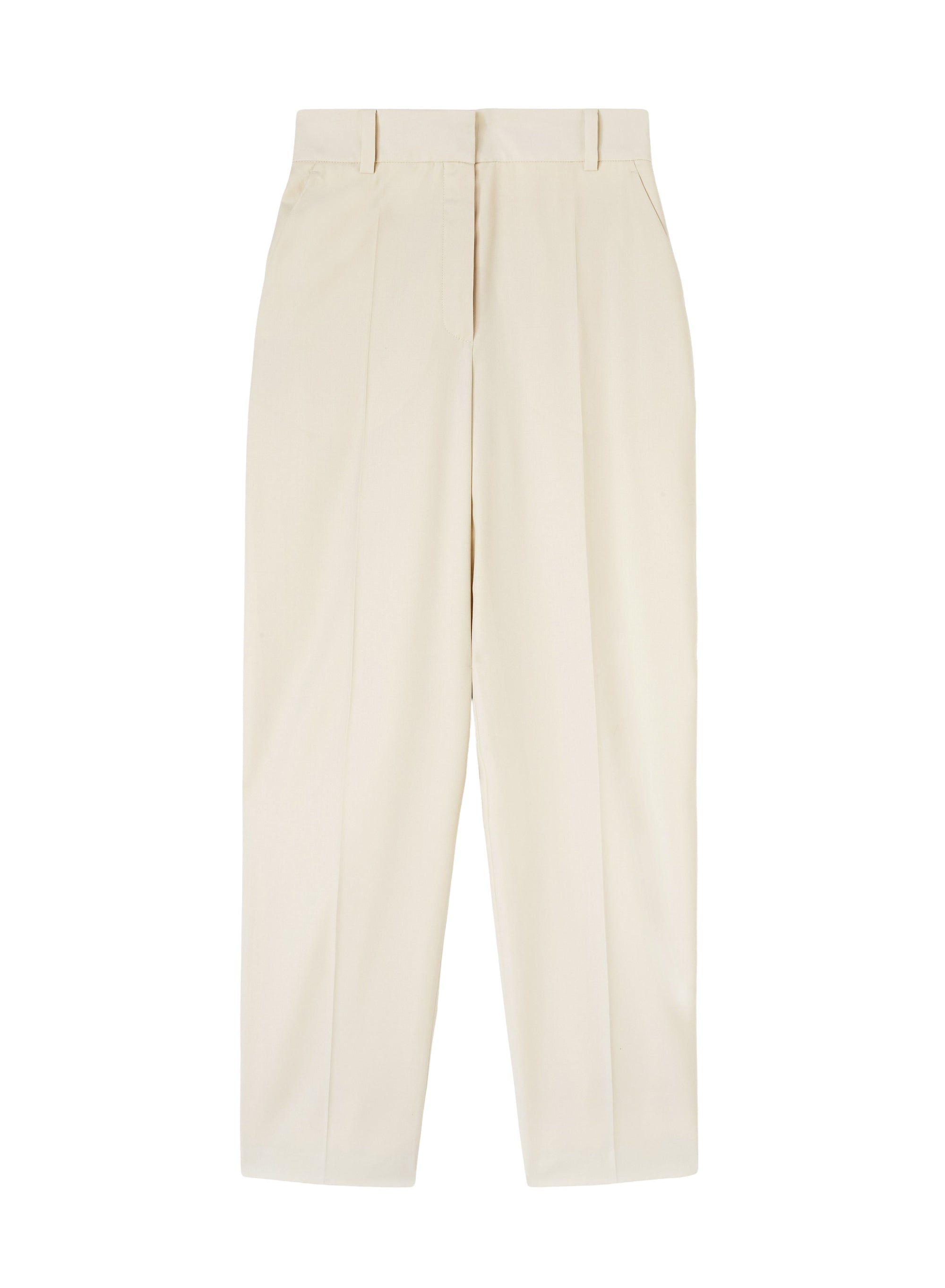 Pantalon court à plis marqués en laine - Chalk