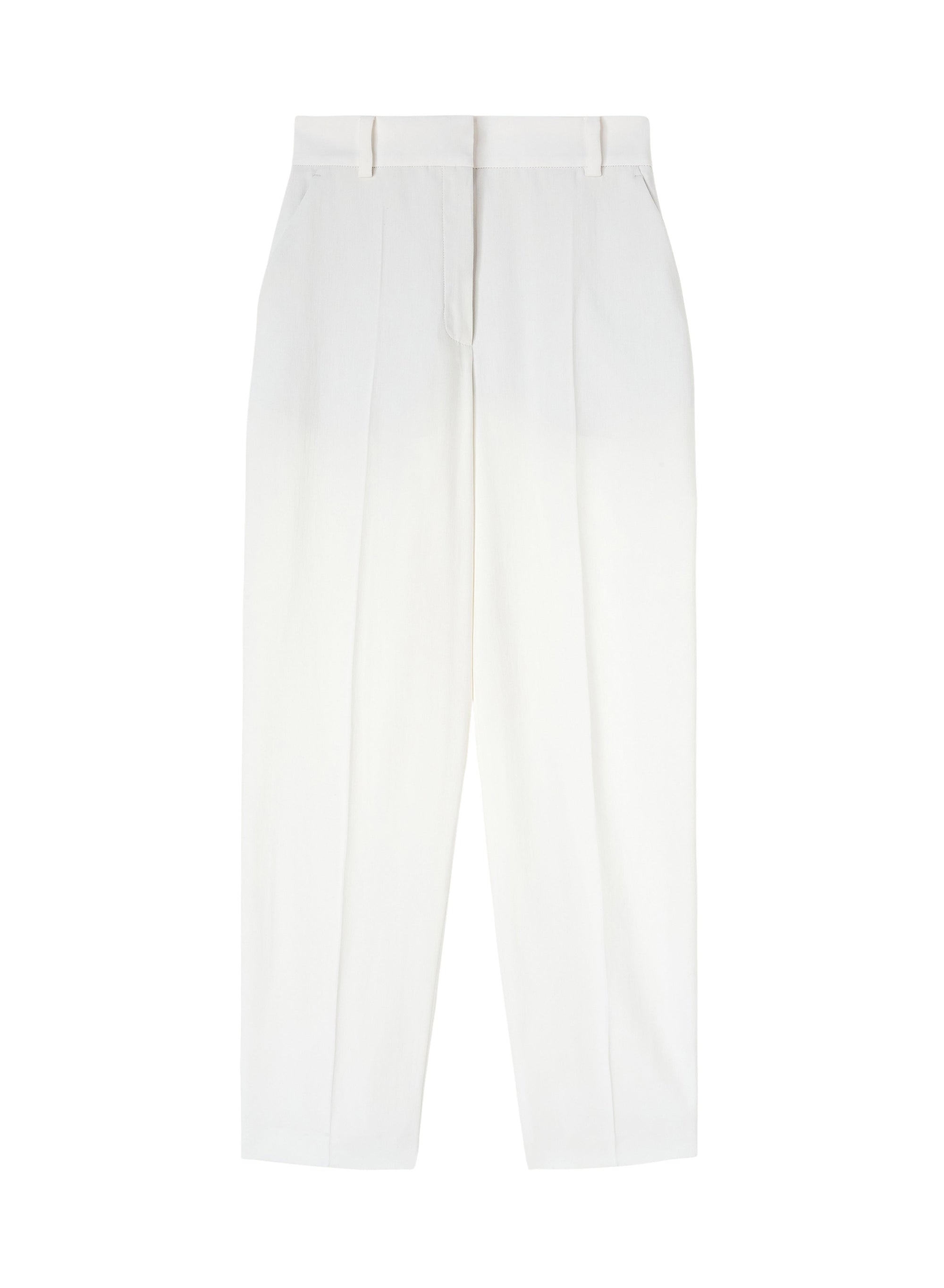 White_6QTY // Pantalon de tailleur à plis marqués coupé - White