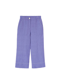 Linen cropped trousers with contrasting topstitching - Pervinca