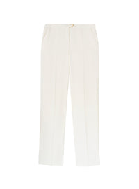 White_4QTY // Pantalon coupe droite à boucle dorée en laine - White