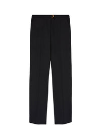 Black_2QTY // Pantalon tailleur ceinturée avec boucle en laine - Black