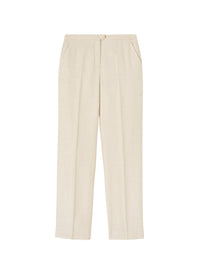 Sand_1QTY // Pantalon droit à boucle dorée et plis marqués en soie - Sand