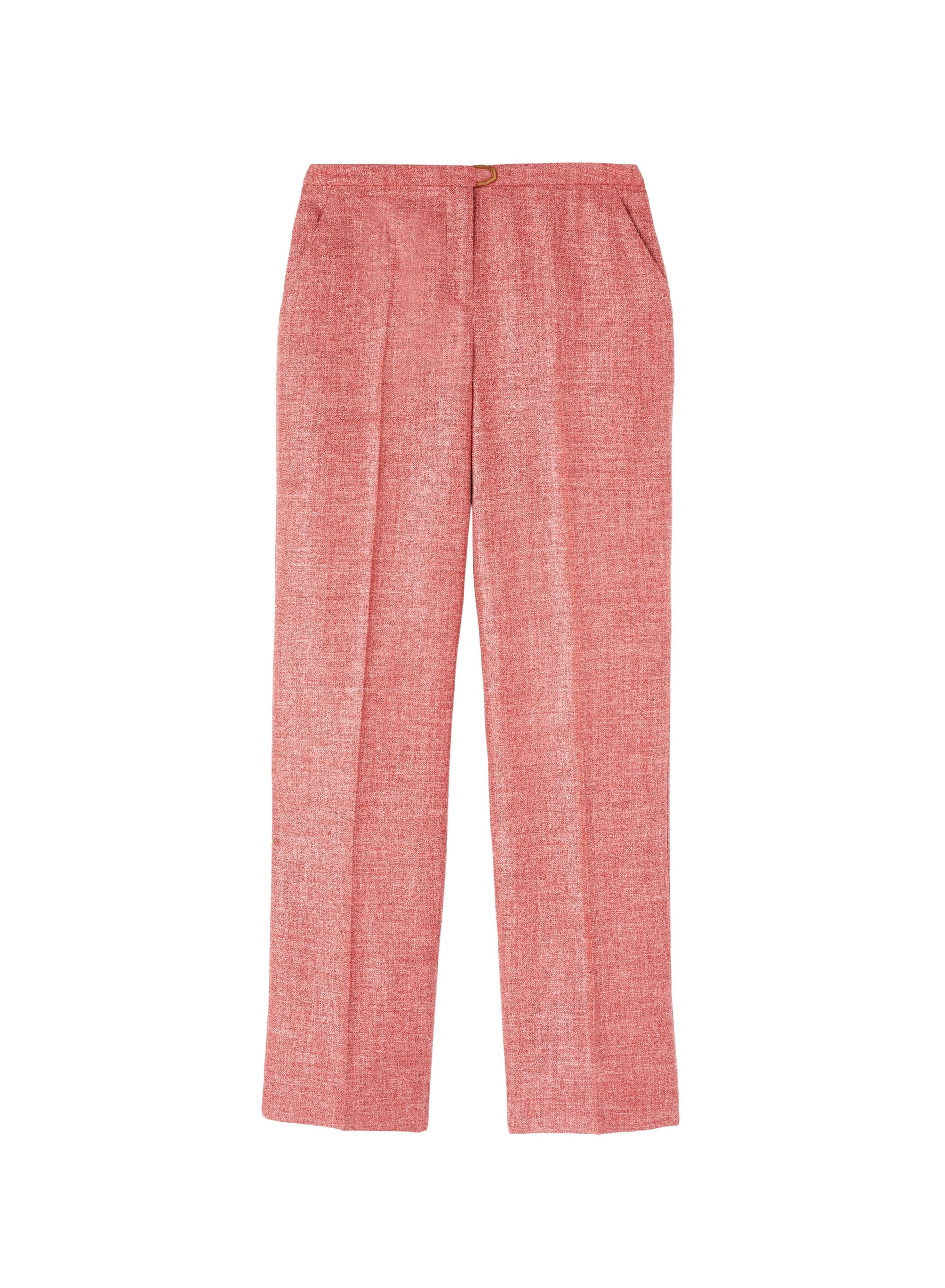 Romeo_1QTY // Pantalon droit à boucle dorée et plis marqués en soie - Romeo