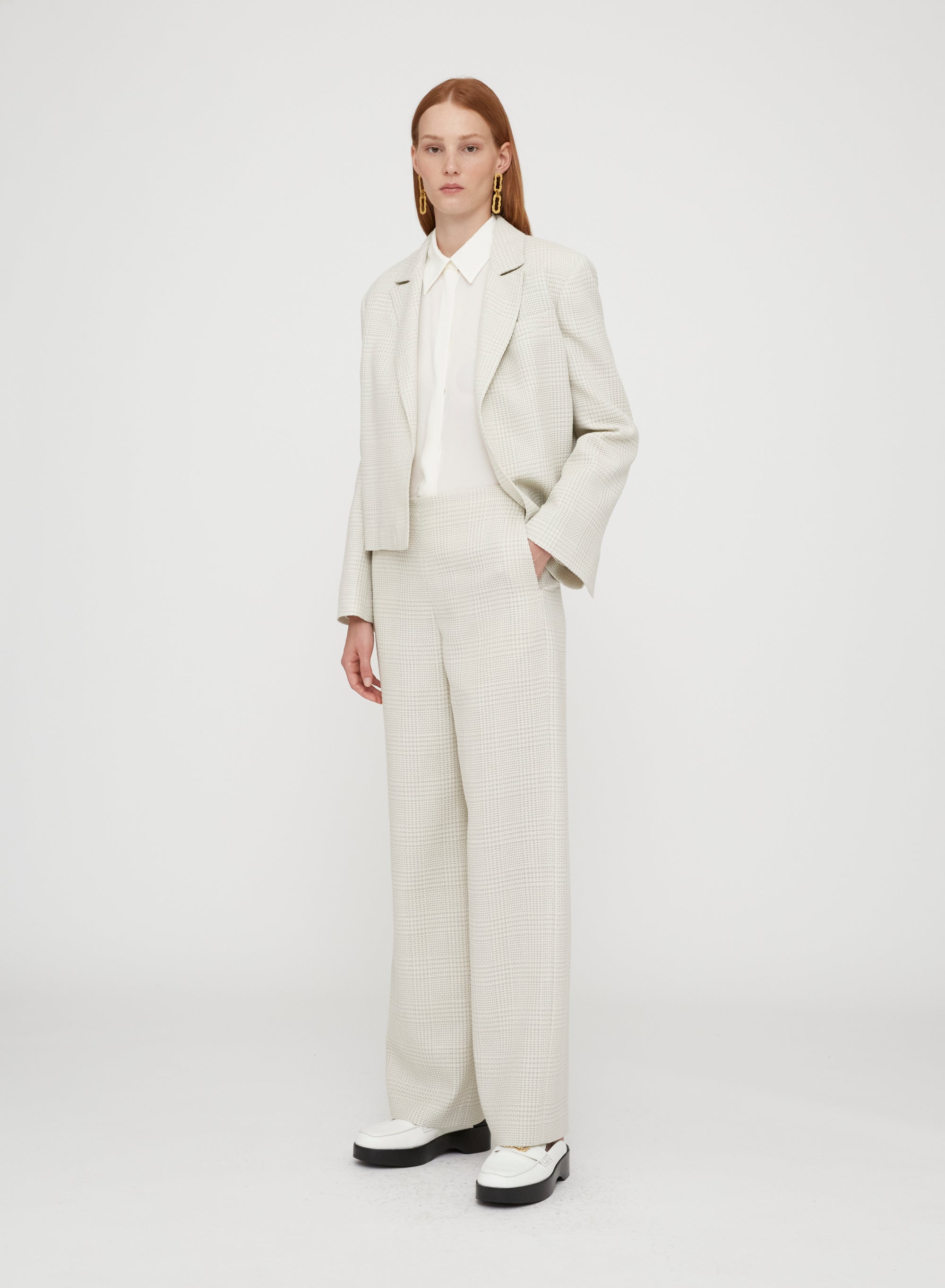 Chalk_1QTY // Pantalon large à carreaux - Chalk