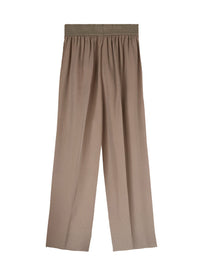 Geometric silk blend wide-leg trousers - Linen