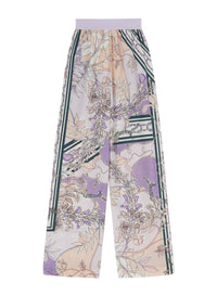 Malva_6QTY // Pantalon palazzo à motif fleuri en soie - Malva