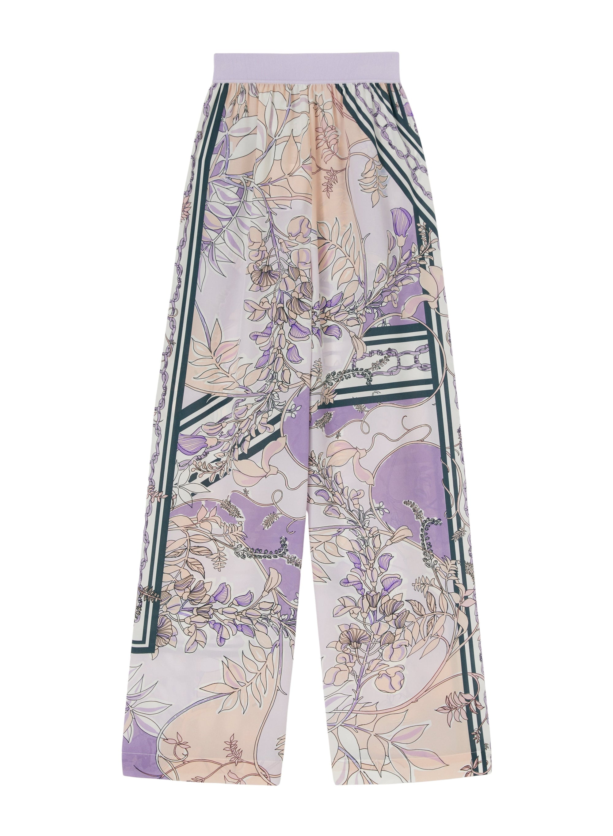 Malva_6QTY // Pantalon palazzo à motif fleuri en soie - Malva