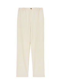 Straight-leg trousers with elasticated waistband in wool - Chalk