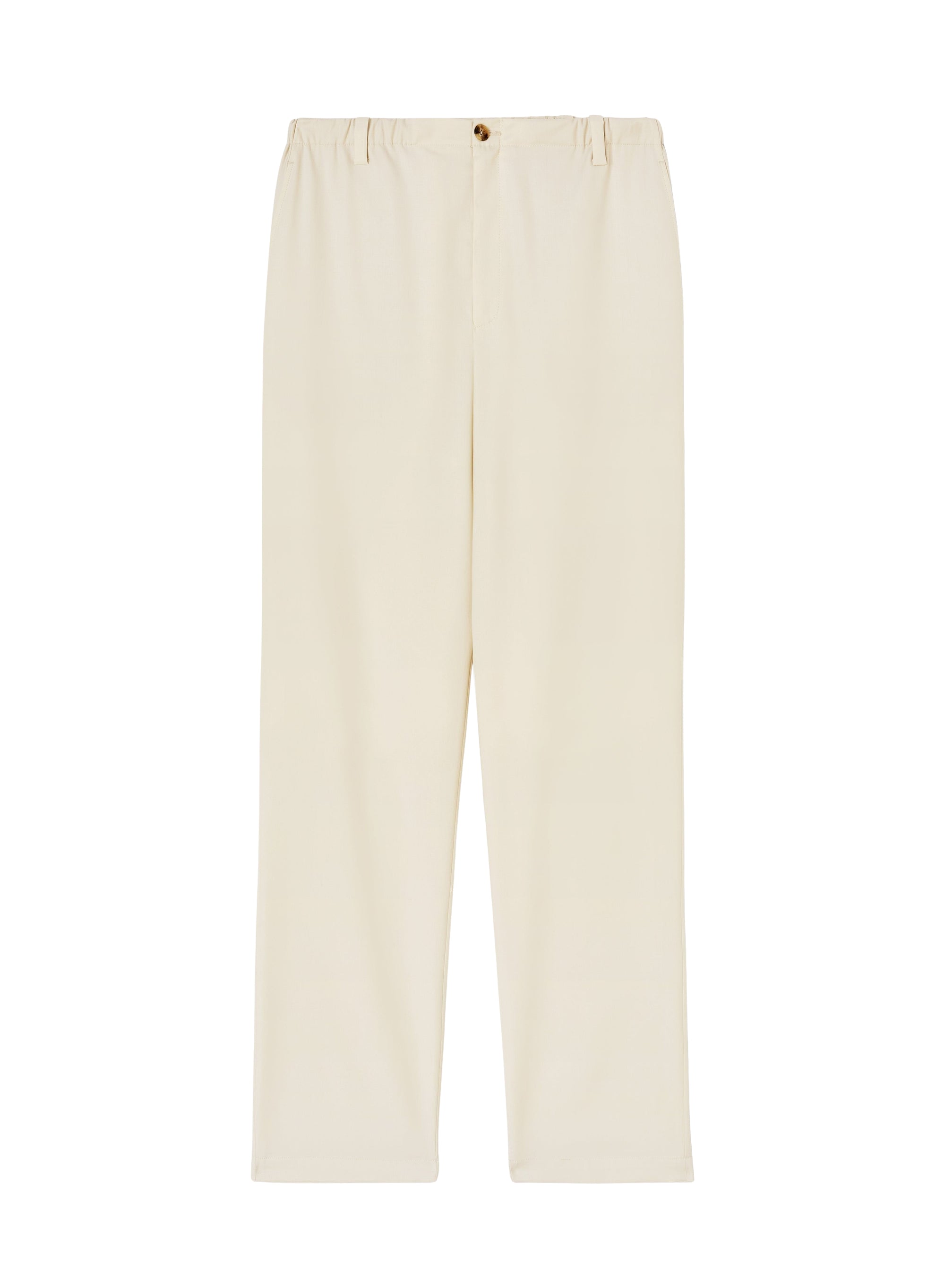 Straight-leg trousers with elasticated waistband in wool - Chalk