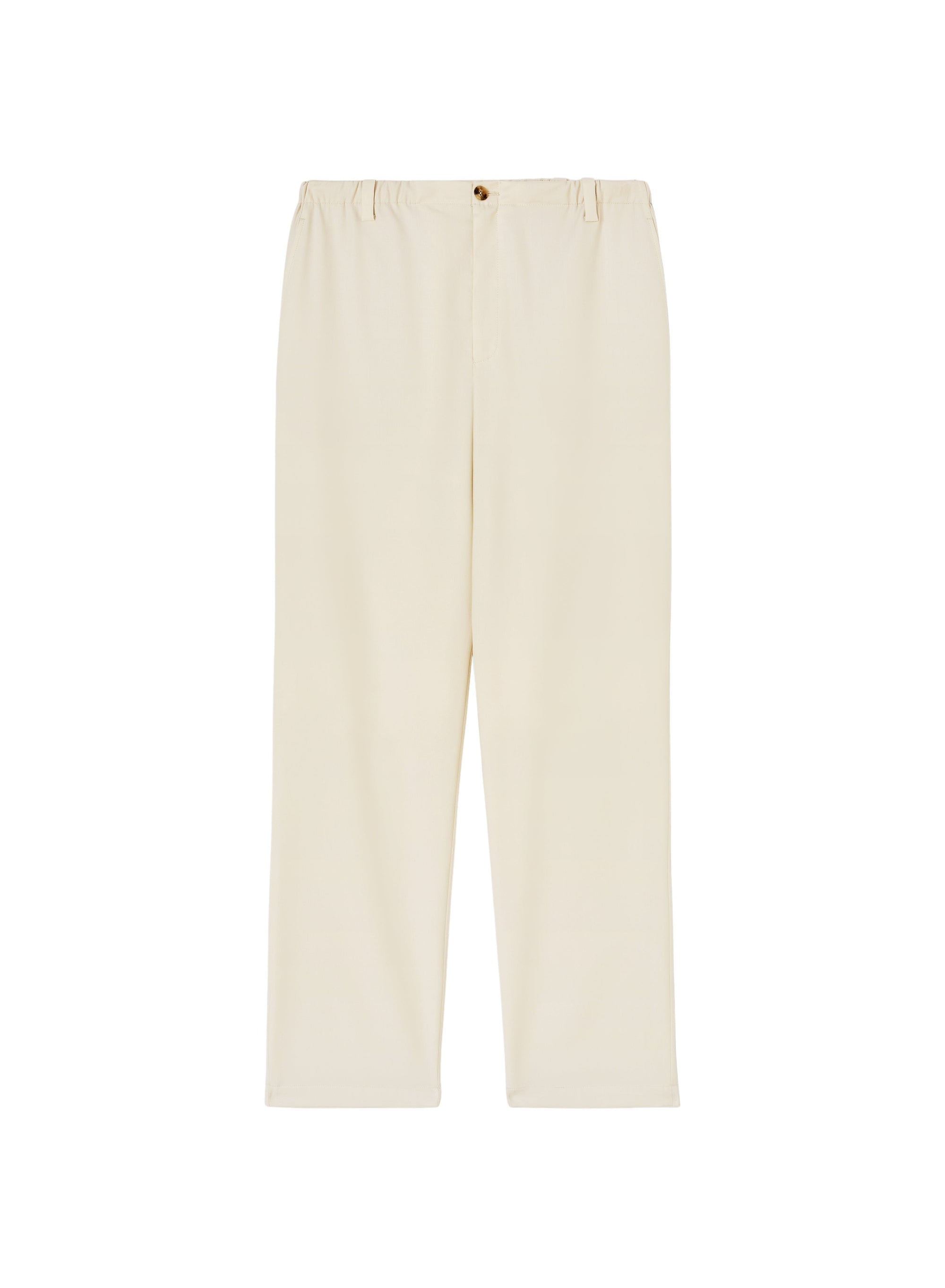 Chalk_1QTY // Pantalon droit à taille élastiquée en laine - Chalk