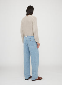 Bleached_1QTY // Pantalon droit décontracté en lin mélangé - Bleached