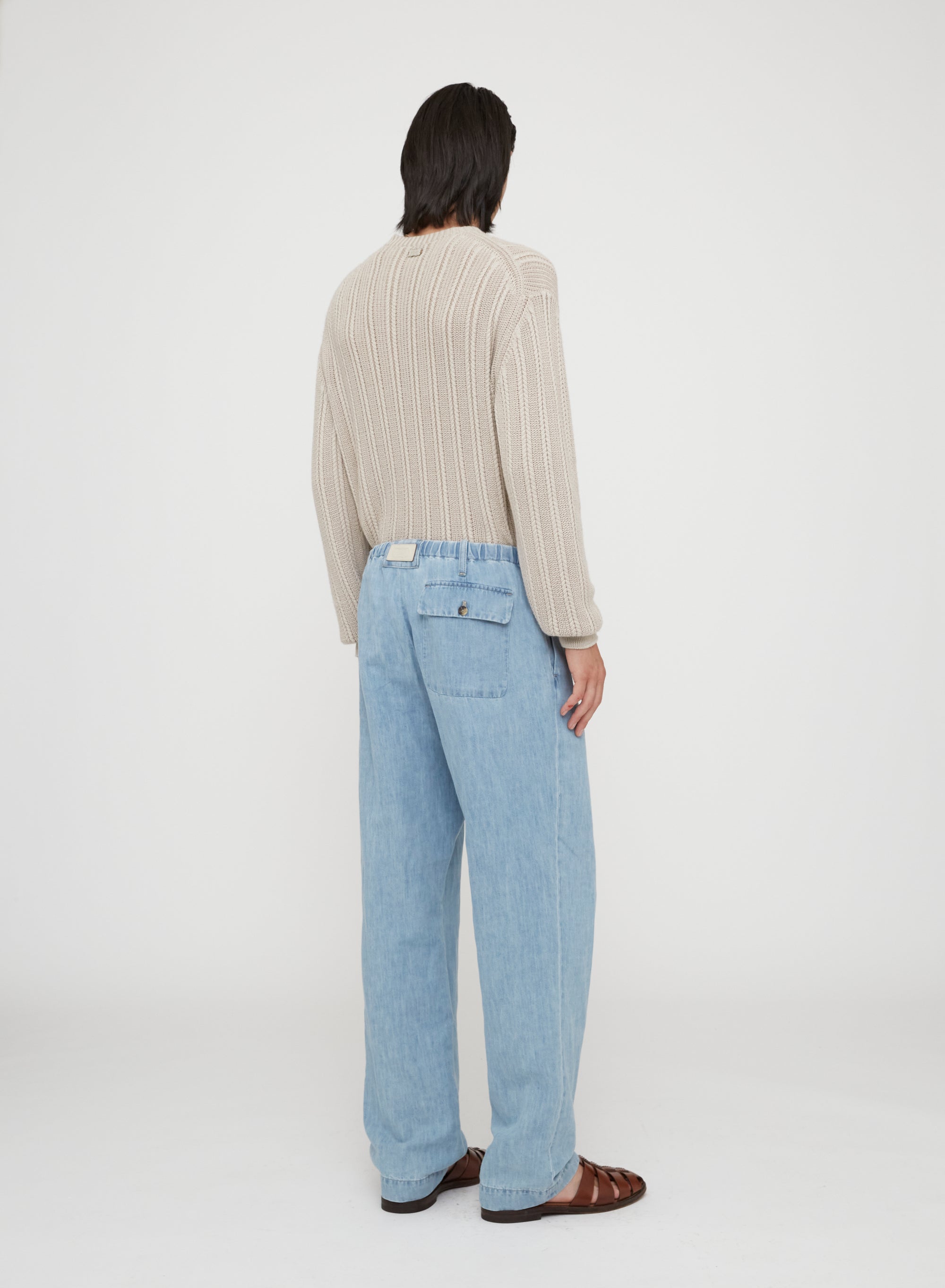 Bleached_1QTY // Pantalon droit décontracté en lin mélangé - Bleached