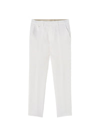White_3QTY // Pantalon droit à pinces en lin - White