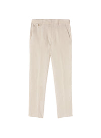 Sand_9QTY // Pantalon de costume à bouton métallique en lin - Sand