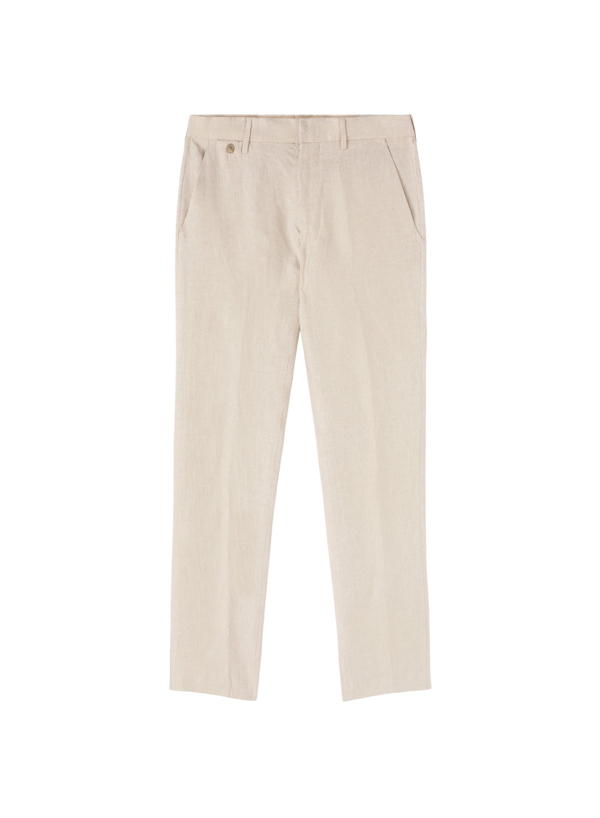 Sand_9QTY // Pantalon de costume à bouton métallique en lin - Sand
