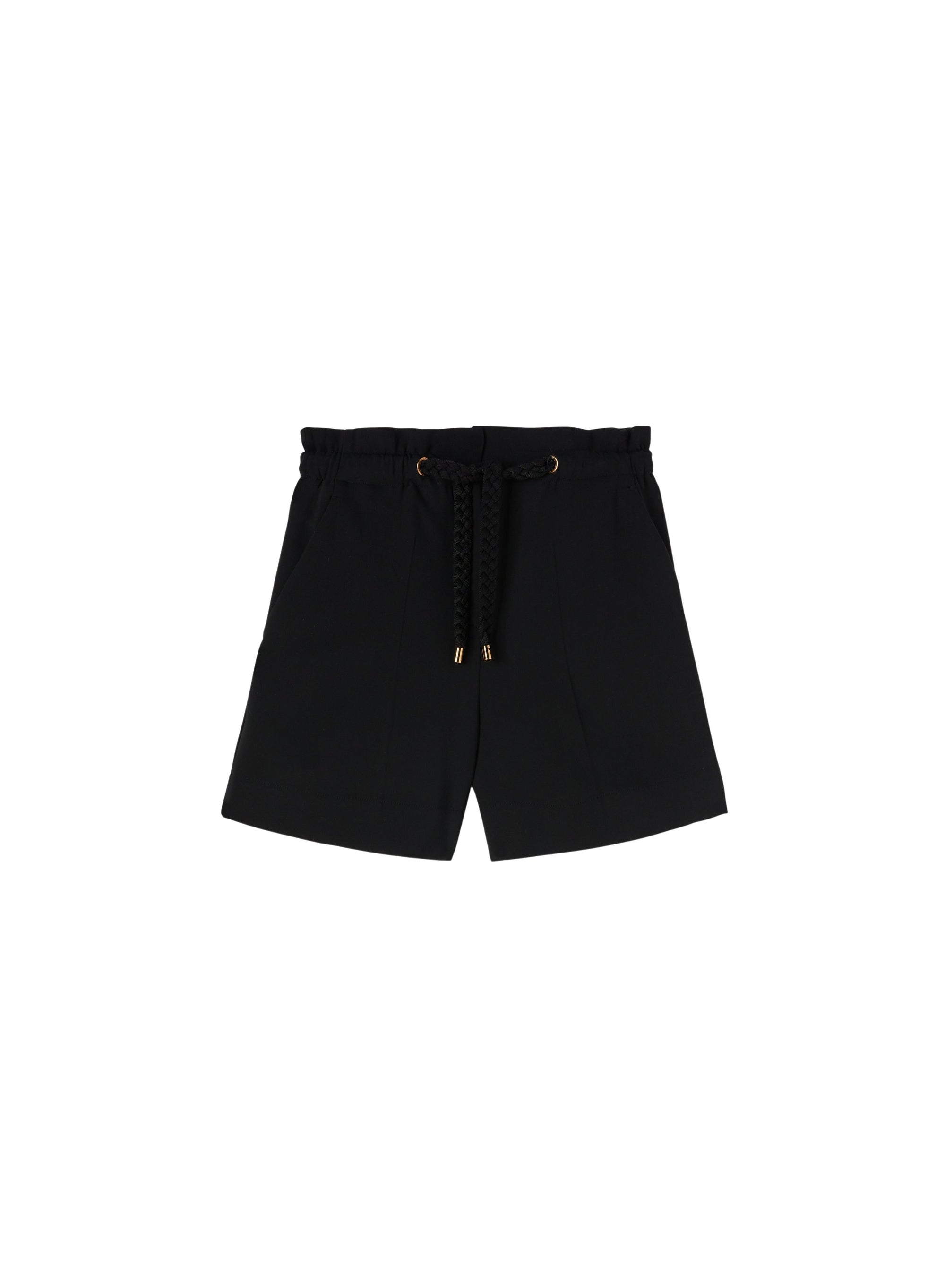 Black_8QTY // Short à cordon de serrage en laine - Black