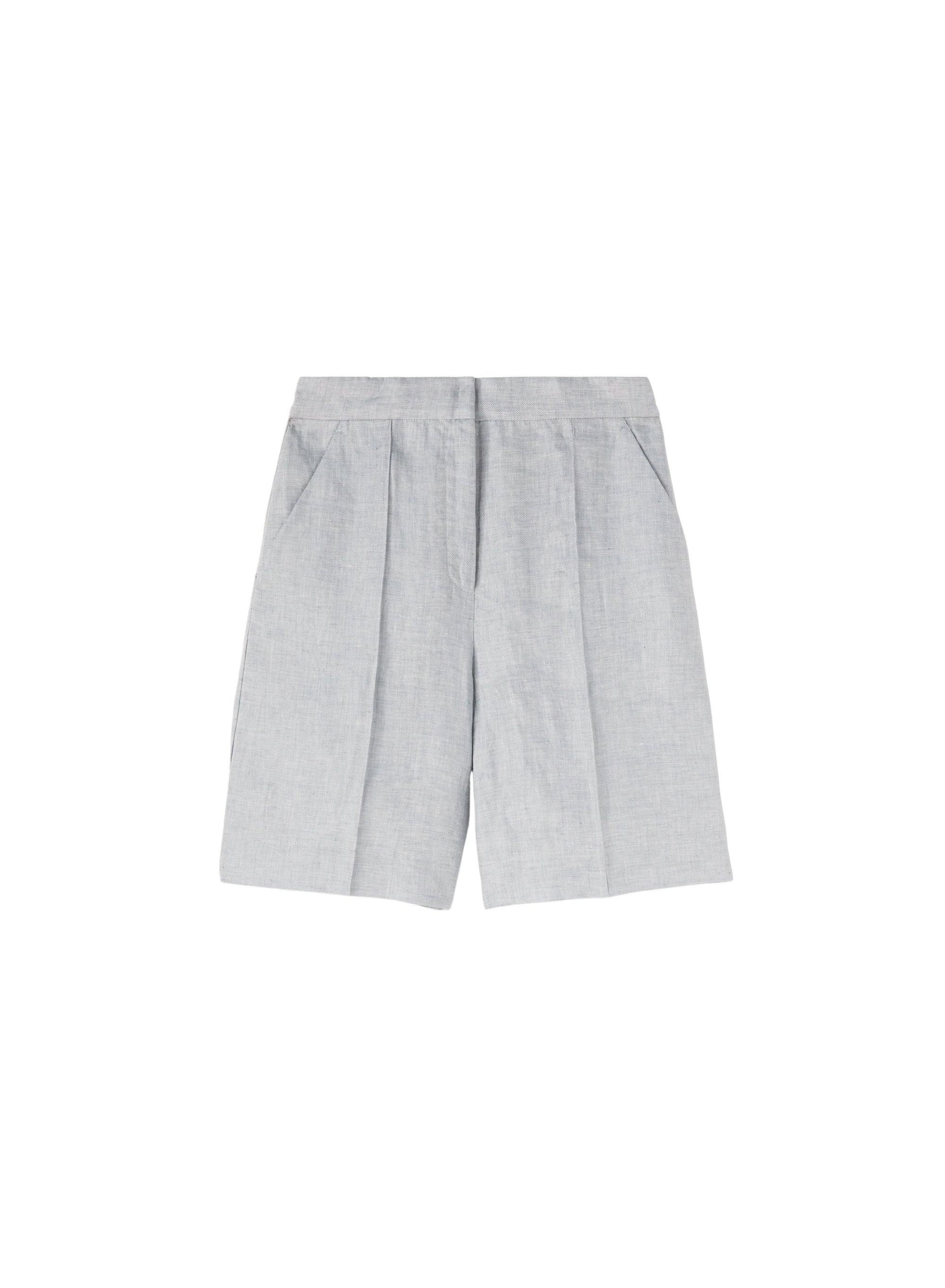Celeste_2QTY // Bermuda à plis en lin - Celeste