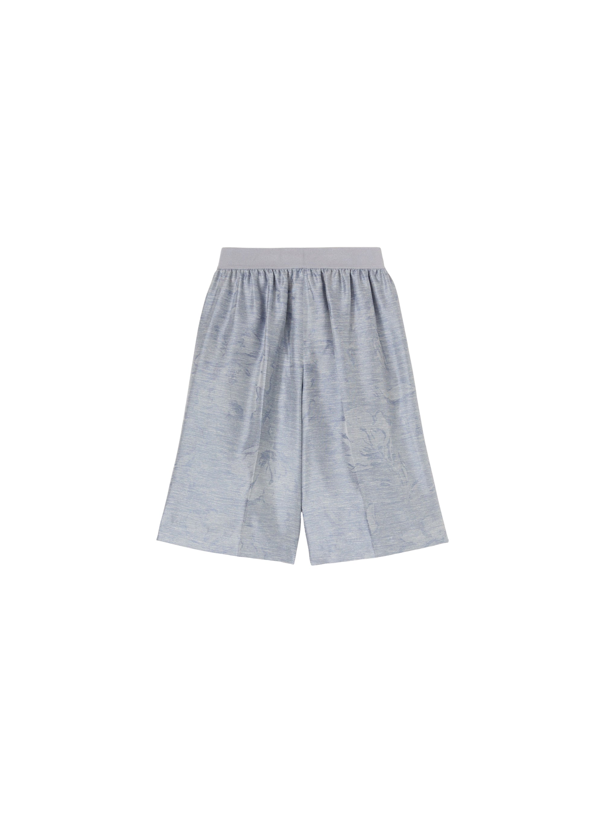 Shorts with gathered waistband and silk jacquard pattern - Chambray
