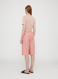 Shorts with gathered waistband and silk jacquard pattern - Chambray