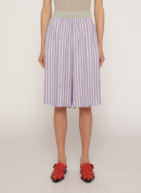 Prince_6QTY // Pantacourt ample à rayures bicolores en soie - Prince