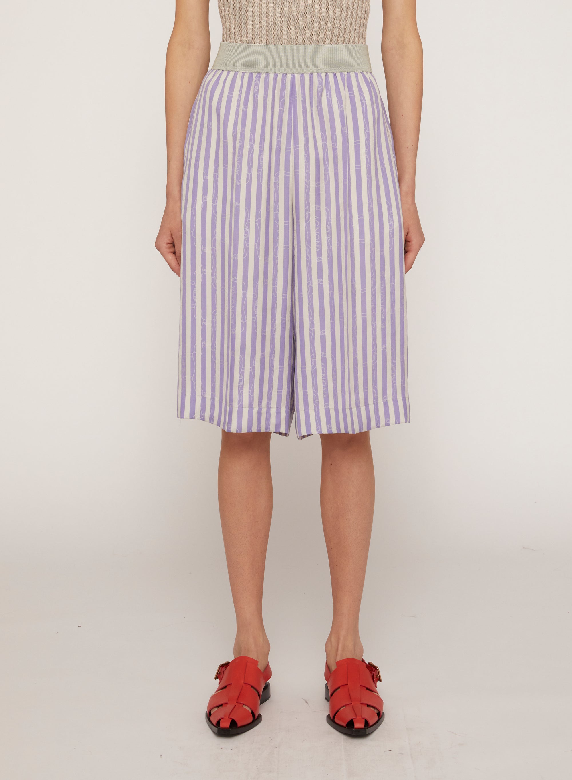 Prince_6QTY // Pantacourt ample à rayures bicolores en soie - Prince