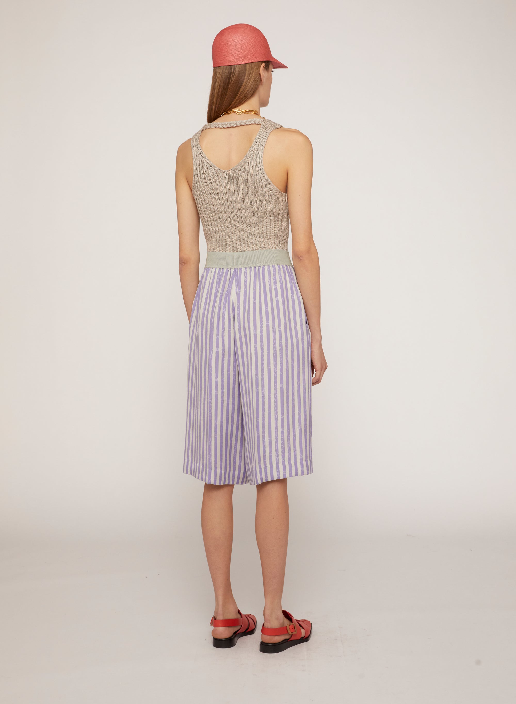 Prince_6QTY // Pantacourt ample à rayures bicolores en soie - Prince