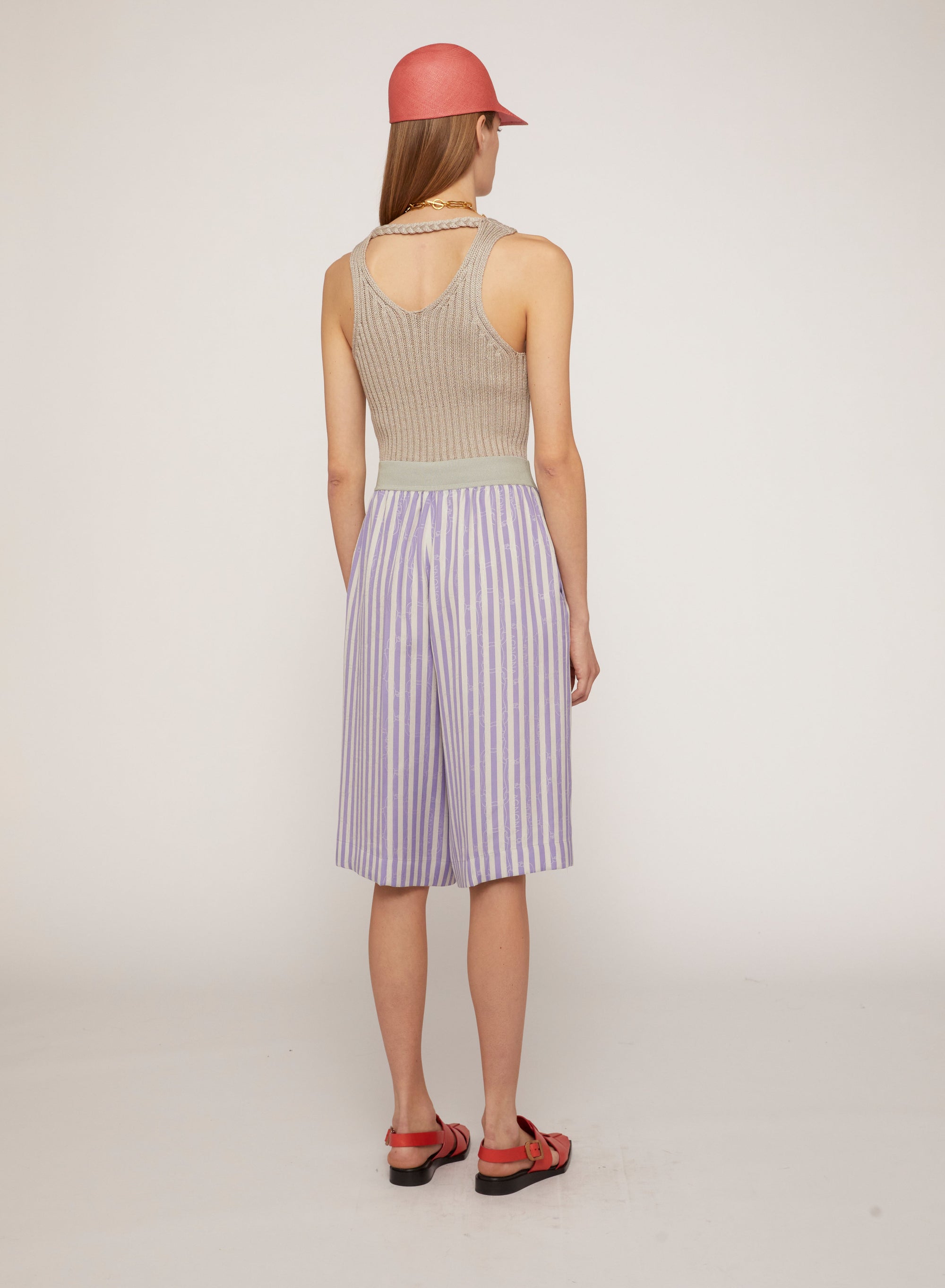 Pantacourt ample à rayures bicolores en soie - Sunset