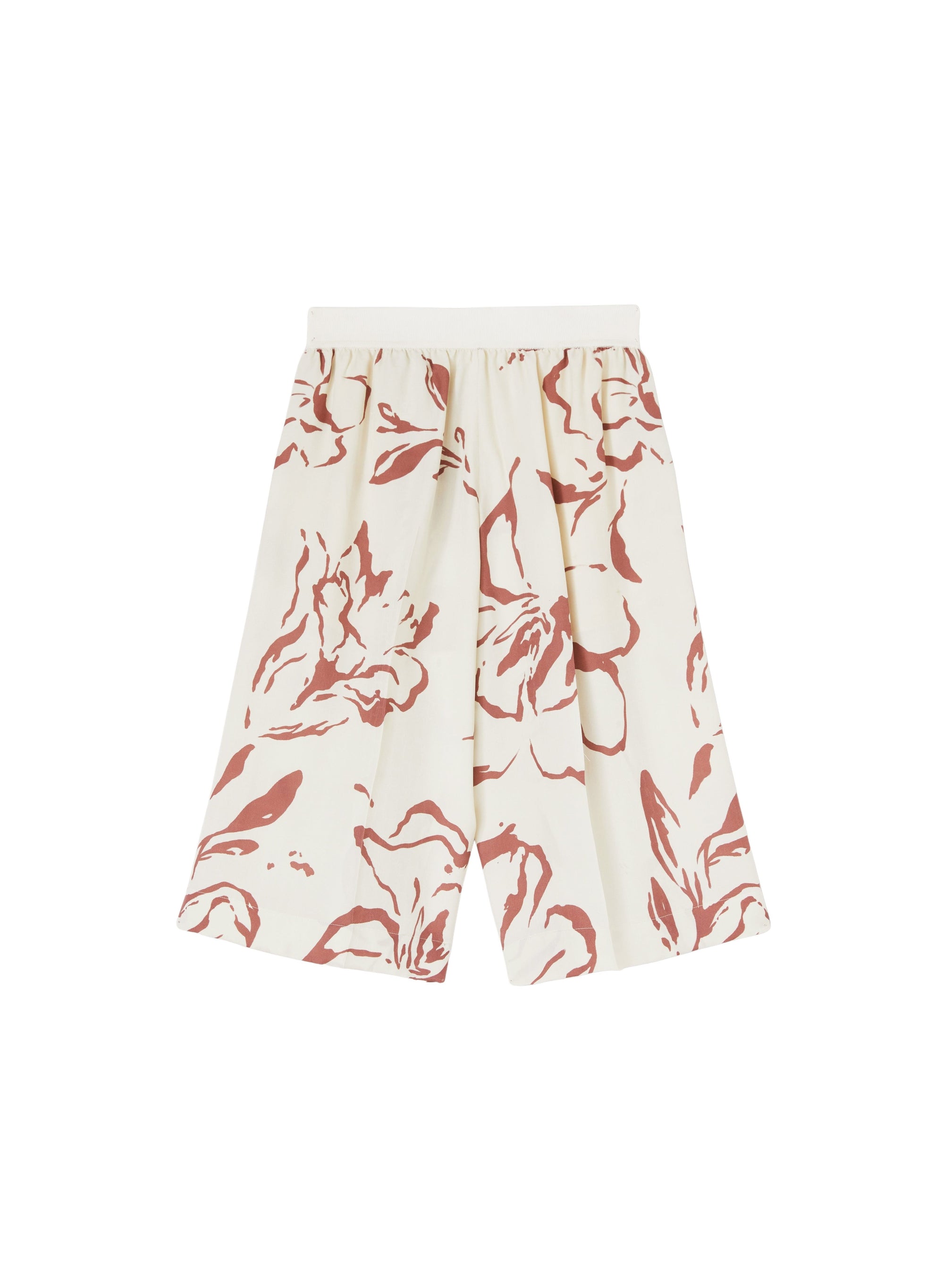 Chalk_7QTY // Bermuda fluide à motif fleuri en soie mélangée - Chalk