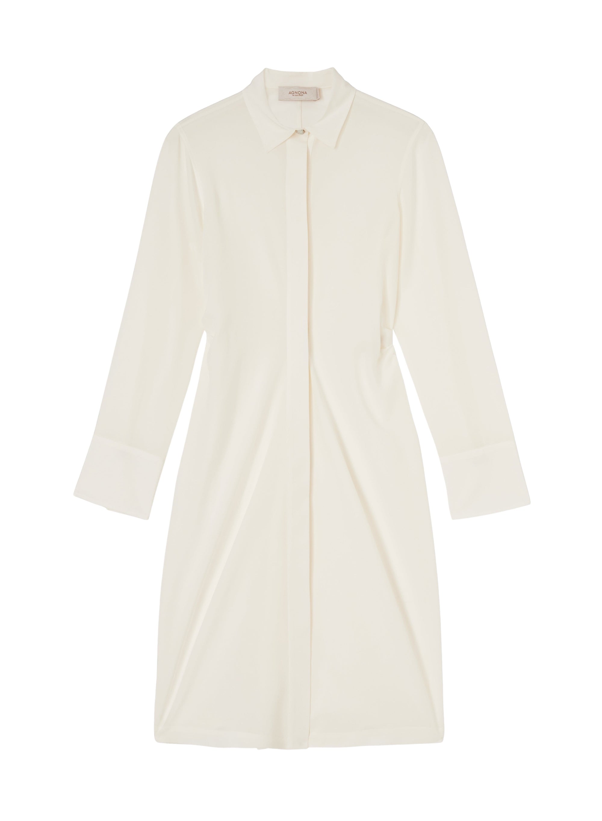 White_2QTY // Robe chemise drapée en soie - White