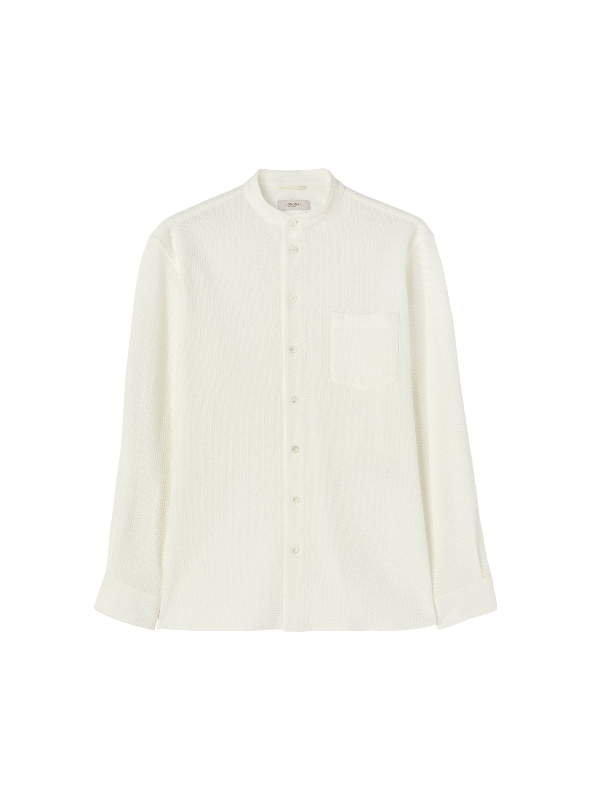 White_2QTY // Chemise col mao à motif tissé texturé - White