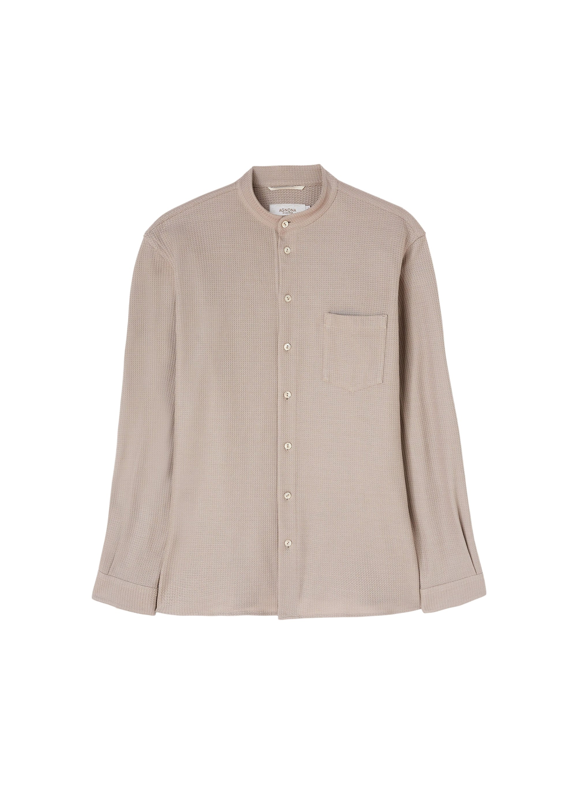 Stone_2QTY // Chemise col mao à motif tissé texturé - Stone