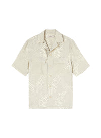Sand_3QTY // Chemise col cubain à pois irréguliers en lin et soie - Sand