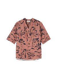 Siena_7QTY // Chemise à manches courtes motif fleuri en lin - Siena