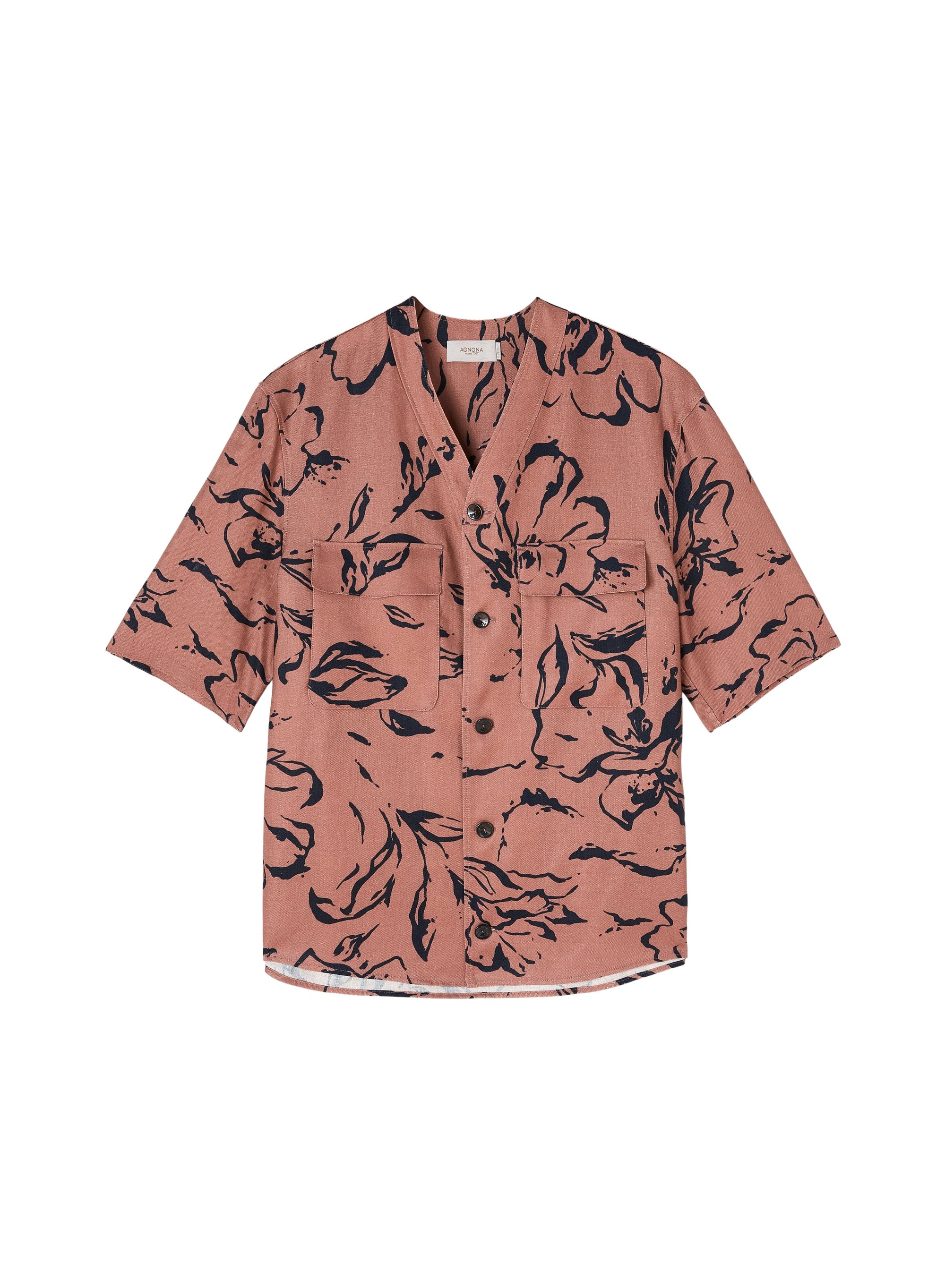 Siena_7QTY // Chemise à manches courtes motif fleuri en lin - Siena