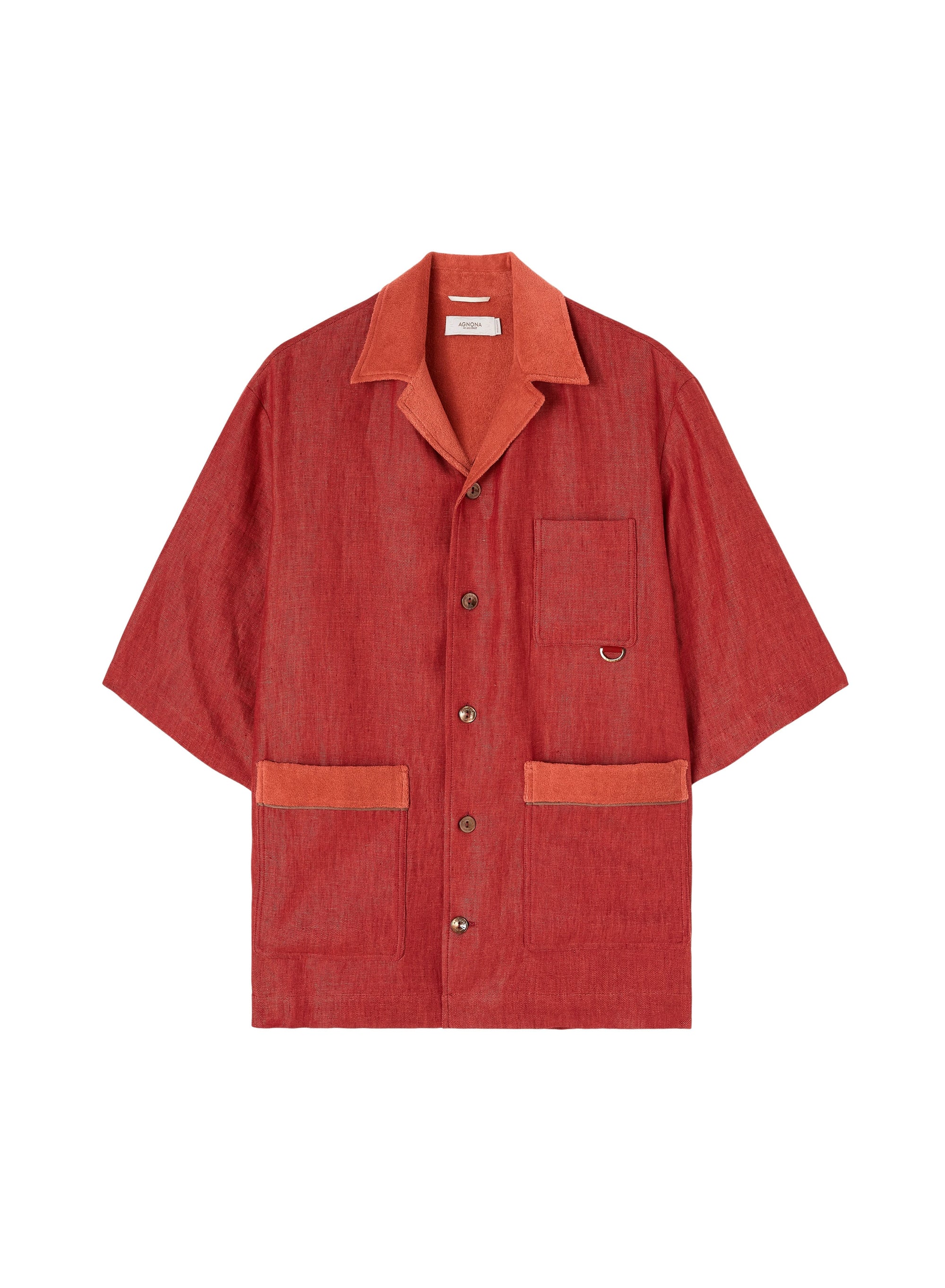 Romeo_1QTY // Chemise col cubain éponge contrastant en lin - Romeo