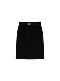 Black_2QTY // Jupe courte ceinturée en laine - Black