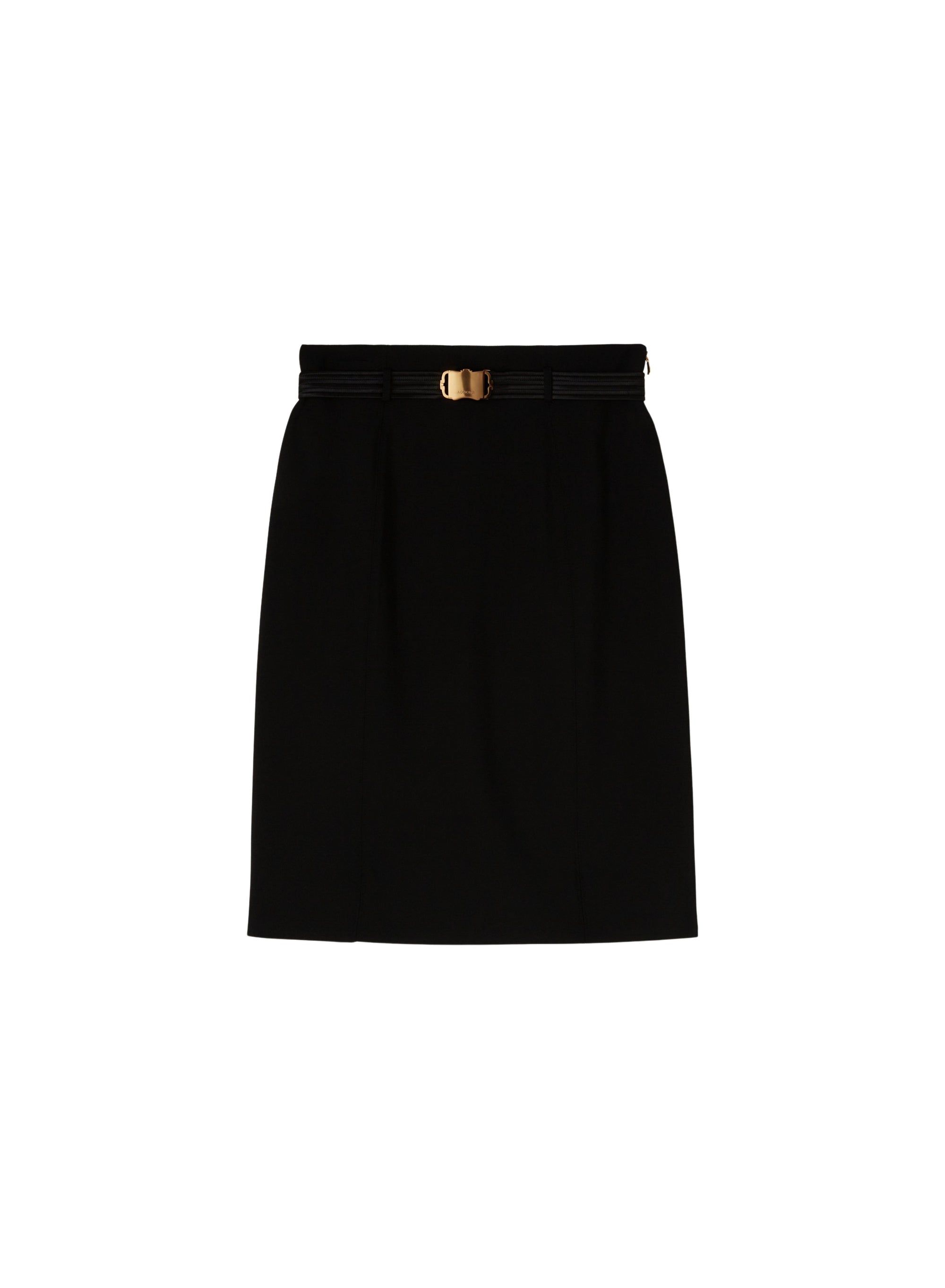 Black_2QTY // Jupe courte ceinturée en laine - Black