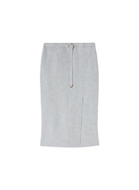 Celeste_1QTY // Jupe droite ceinturée et fente en lin - Celeste