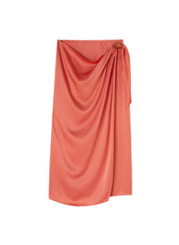 Coral_1QTY // Jupe portefeuille drapée à boucle - Coral