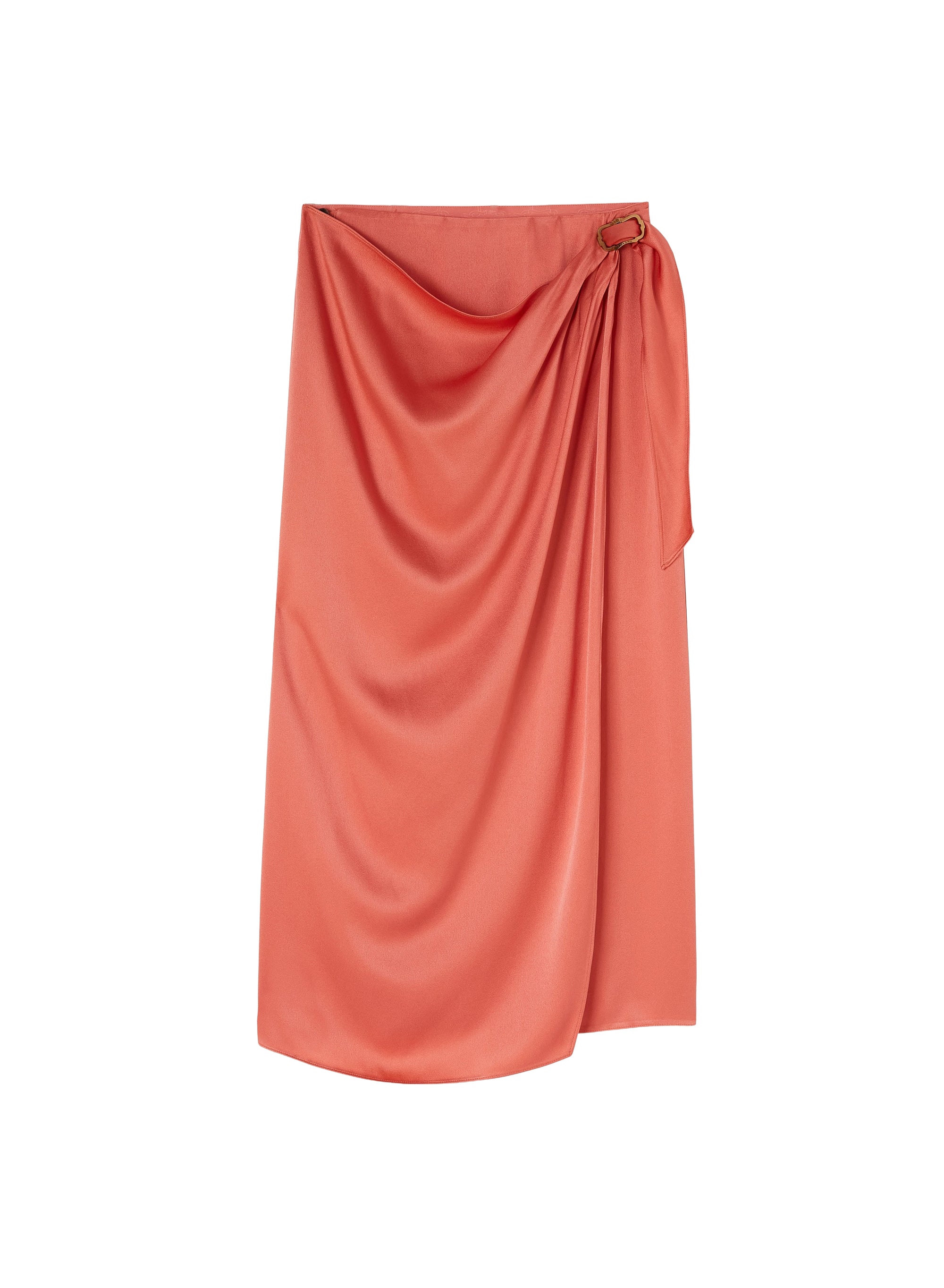 Draped wrap skirt with buckle - Coral