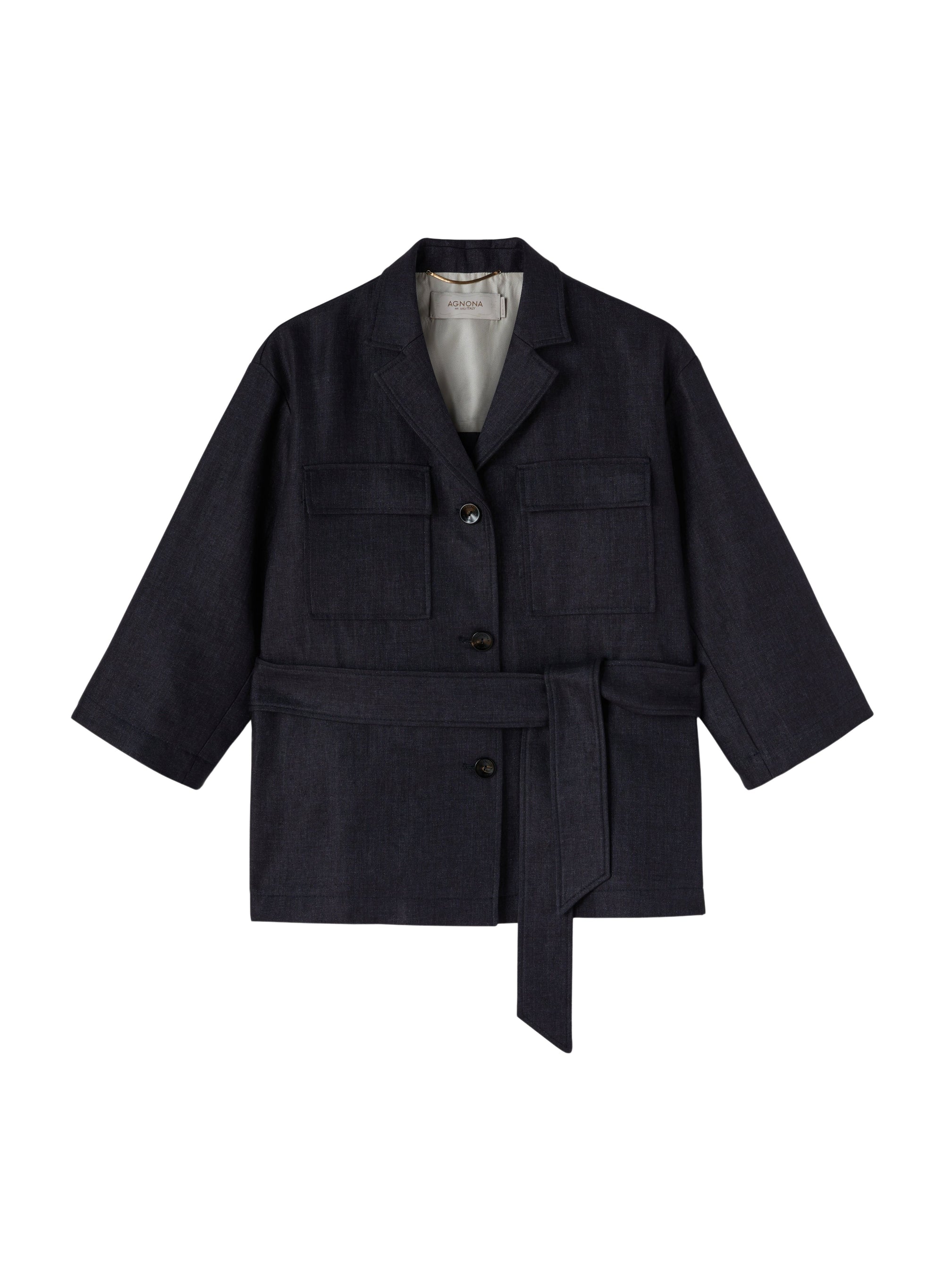 Caviar_1QTY // Veste courte ceinturée en lin - Caviar